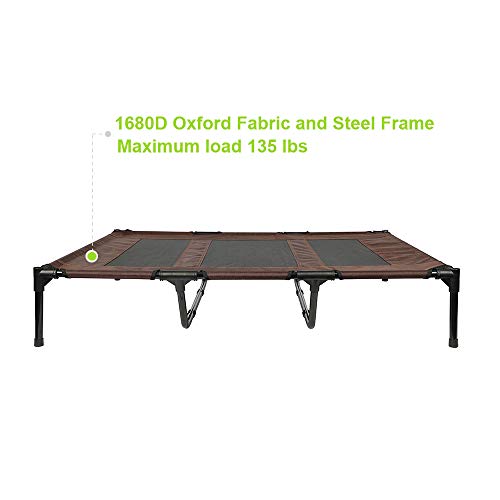 Niubya 48 Inches XLarge Elevated Dog Cot with Canopy, Durable 1680D