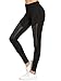 SweatyRocks Women's Faux Leather Inserted Leggings Outfit Yoga Tights Black L