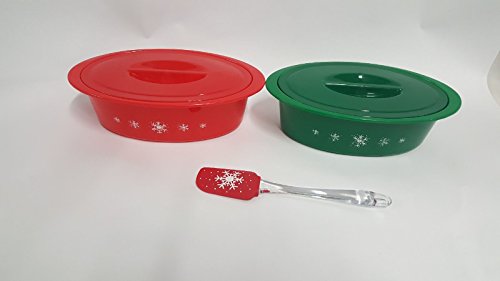 Set of 2 Holiday Microwave Casserole Dishes with Spatula