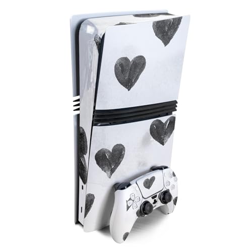 Gaming Skin Compatible with Sony PlayStation 5 PS5 Pro Bundle - Ink Hearts - Pr…