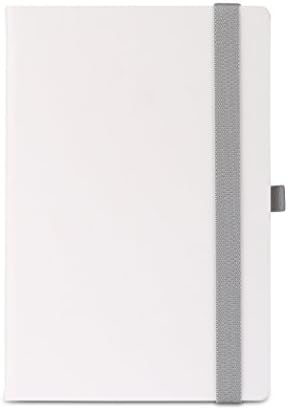 Premium White Hardcover UberWorks WORDSMITH Medium Plain/Clear Notebook Bullet Journal/Travel Sketchbook with Pen Loop Holder, High-strength Elastic Closure Made in Europe