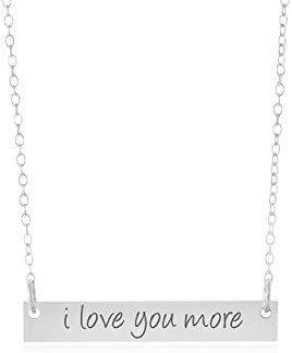Gracefully Made Jewelry925 Sterling Silver I Love You More Bar Necklace - Great Jewelry Gift for Valentines Day, Mothers Day, Her Birthday, or Stocking Stuffer for Christmas