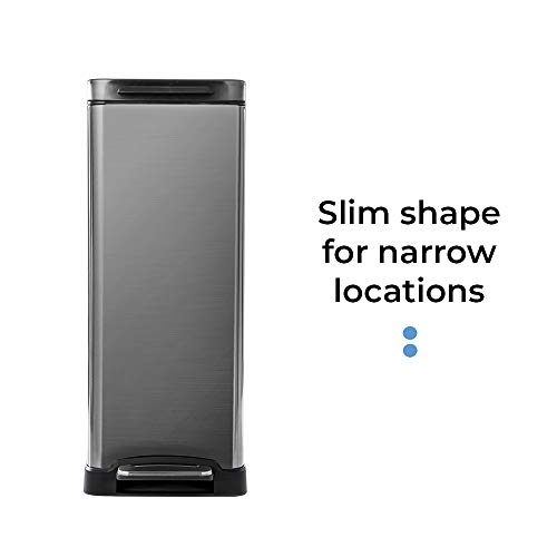 Home Zone Living 12 Gallon Slim Kitchen Trash Can, Stainless Steel