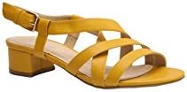 Dolce Nome Fashion Short Healed Open Toe Women's Designer Sandals Italian Style Well Constructed Ladies Fancy Shoes (36, Mustard)