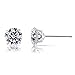14k White Gold Solitaire Round Cubic Zirconia Stud Earrings with Gold butterfly Pushbacks (8mm)…
