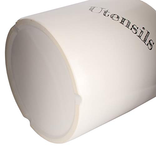 Large Ceramic Kitchen Utensils Holder Jumbo Cooking Utensil Crock Kitchen Tools Organizer Caddy (White)
