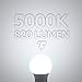 TORCHSTAR A19 LED Light Bulbs 60W Equivalent, UL Listed, 5000K Daylight, Dimmable, 9W, 800lm, Flicker Free, E26 Standard Base LED Bulb for Ceiling Fan, Lamp, 15,000hrs, Pack of 6
