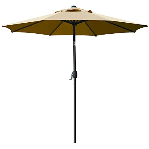 Sunnyglade 9' Patio Umbrella Outdoor Table Umbrella with 8 Ribs Tan