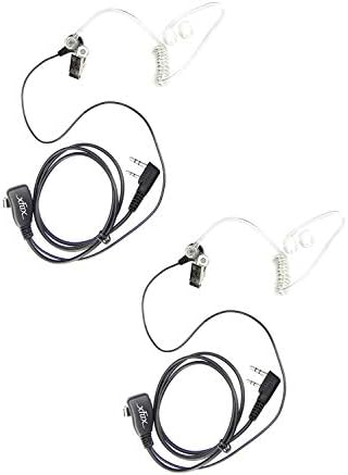 XFOX 2 Pin PTT Covert Air Acoustic Tube Headset Earpiece for Kenwood PUXING Baofeng UV-5R UV-5RA 888S 2 Way Radio Walkie Talkies (2 Pack)