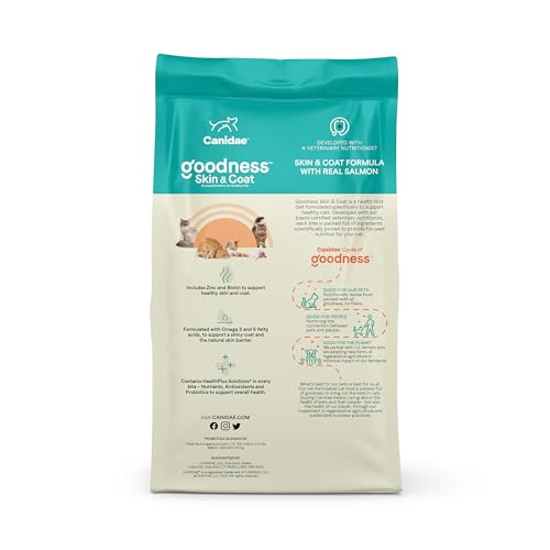 CANIDAE GOODNESS FOR SKIN AND COAT, PREMIUM ADULT DRY CAT FOOD WITH REAL SALMON, 5 LBS.