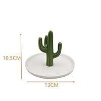 URToys 1Pcs 13x10.5cm Gold Plated Cactus Ceramic Plates Ring Organizer Jewelry Display Holder Earings Trays Desk Ornament