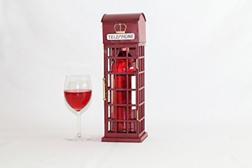 Giftly Wrapped Highest Quality Handmade Gift: London Phone Booth Handmade Metal Wine Bottle Caddy