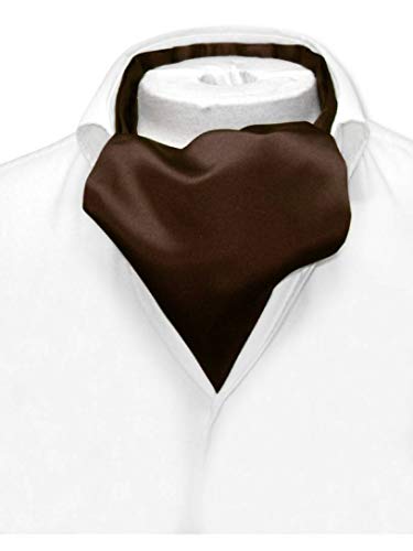 Vesuvio Napoli ASCOT Solid CHOCOLATE BROWN Color Cravat Men's Neck Tie