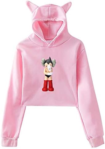K-Aws Women Cat Ear Pullover Hoodie Long Sleeve Crop Tops Sweatshirt Jumper
