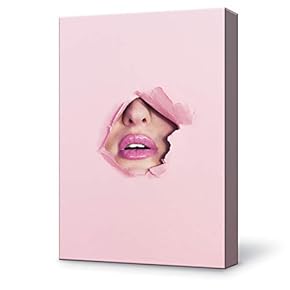 Canvas Wall Art Pink Lips Bathroom Poster Canvas Painting Wall Poster Decor for Living Room Framed Home Decorations - 12x18 inches