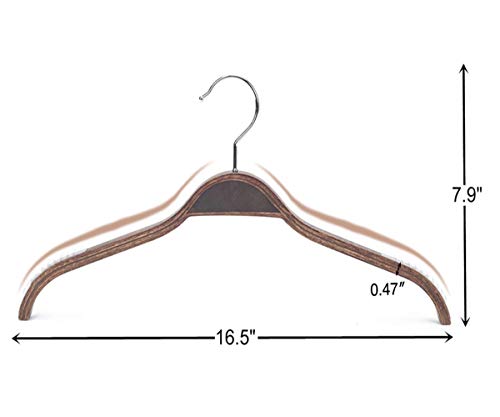 JS HANGER Elegant Wooden Clothes Hangers with Soft Non-Slip Stripes for Coats and Shirts, Retro Finish, 10-Pack