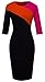 HOMEYEE Women's Elegant Patchwork Half Sleeve Business Bodycon Pencil Dress 449 (6, Black + Orange + Pink)