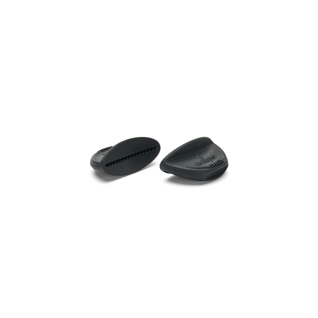 De Buyer Two Piece Black Twisty Removable Silicone Clip On Side Handles, Black