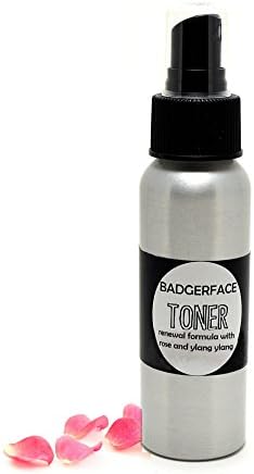 Badgerface Rose Water Face Toner Spray with Rose Hip Seed Oil and Ylang Ylang for Anti-Aging, Skin Firming Formula, Alcohol Free 2.7 ounce Bottle