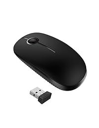 Ratón inalámbrico, Peine Vive 2.4G delgado portátil para ordenador con nano receptor para portátil, PC, portátil, ordenador portátil, blanco y dorado, Negro