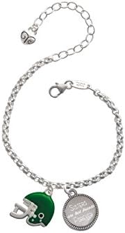 Small Green Football Helmet Sisters Are Best Friends Forever Engraved Bracelet