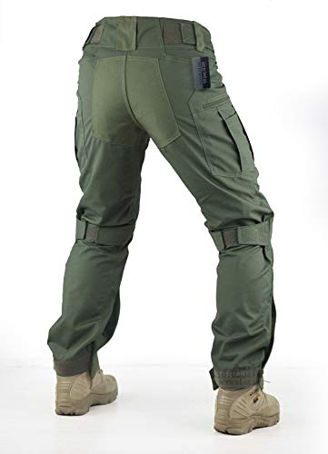Survival Tactical Gear Pants with Knee Pads Hunting Paintball Airsoft BDU Military Camo Combat Trousers for Men (Ranger Green, L)