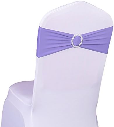 Pack of 50PCS Elastic Slider Chair Sashes Spandex Chair Cover Band Bows for Wedding Decoration--Lavendar