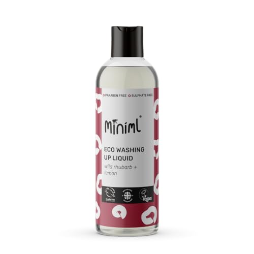 Miniml Eco Washing Up Liquid 500ml - Rhubarb Scented Non Bio & Skin Sensitive Friendly Dish Wash Cleaner that's Plant Based Vegan & Cruelty Free - Natural Cleaning Products (50 Washes)