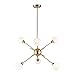 Housen Solutions Sputnik Chandelier 6 Lights Vintage Pendant Lighting Fixtures Mid Century Ceiling Chandelier Brushed Brass [UL Listed]