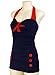 Bow Front Navy Blue Vintage Pin up Rockabilly Women's Swimsuit Swimwear