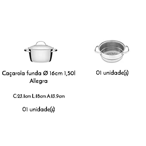 Cuscuzeira com Fundo Triplo 2 Peça, Tramontina, 65650050, Inox