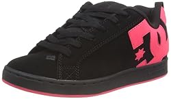 DC womens Court Graffik Skate Shoe, Black/Hot