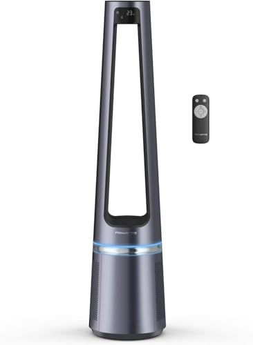 Eclipse QU5030, 2in1 Purifica e rinfresca, purificatore d'aria, elevata efficacia di filtrazione, ultra silenzioso, oscillazione a 12 velocità, programmabile, raggio d'azione 8 m, Argento