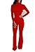 Pink Queen Women's Winter Long Sleeve Fleece Lined Shirt Bodycon Jumpsuit Romper