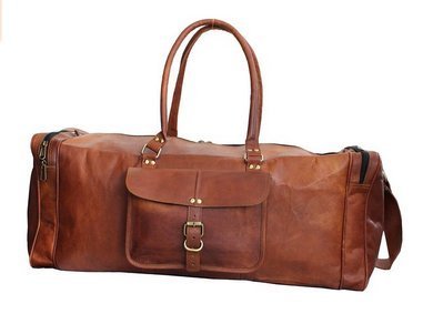 CRAFAT 26 100% Pure Leather Unisex Travel Brown Casual Duffle/Gym Bag (Brown 3, 26 Inches)