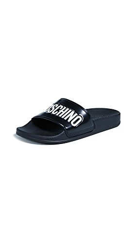 MOSCHINO Women's Logo Sandals, Black, 41 EU (10 B(M) US Women)