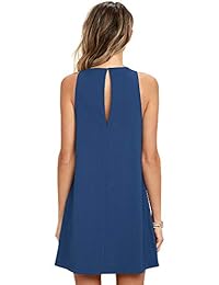 Vestido recto recto sin mangas con cuello en V sin mangas para mujer BELONGSCI Vestido casual para mujer