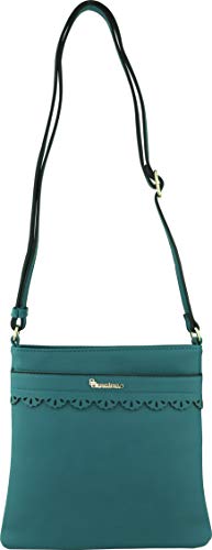 B BRENTANO Vegan Medium Crossbody Handbag Purse (Quetzal Green)
