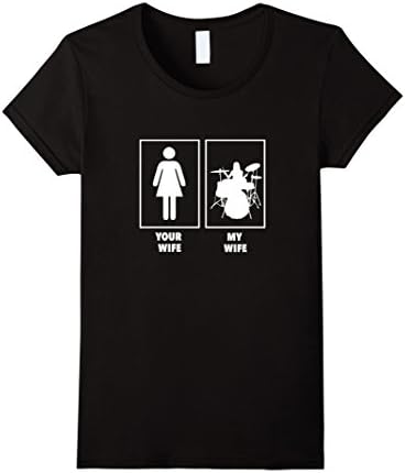 Women's Your Wife, My Wife Drummer T Shirt Rock N Roll Band XL Black