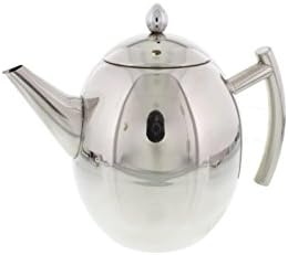 Cheftor 51-oz/1.5-Liter Polished Stainless Steel Teapot Kettle pot with Tea Infuser Filter for Home Kitchen, Restaurant or Office, Egg shape