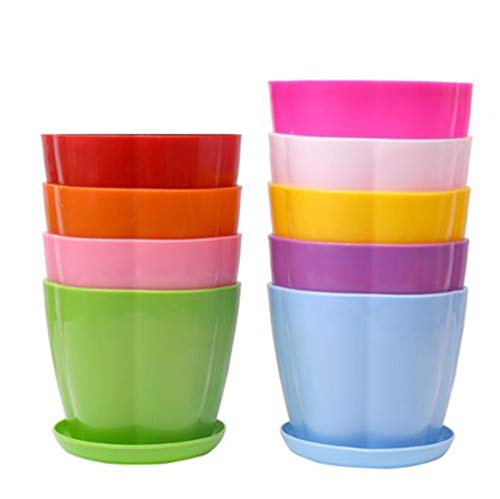 Anyumocz 9 Pack Multi Color Thick Plastic Plant Pots Seedling Nursery Transplanting Planter Container Outdoor Indoor for Your Room,Office Garden and Balcony Decor