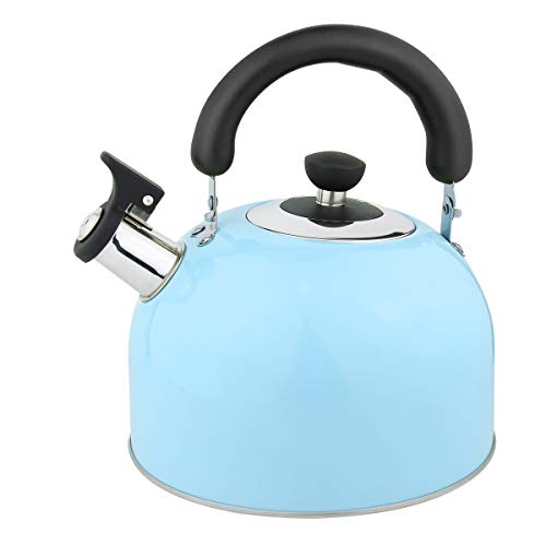 Riwendell 3.2 Quart Whistling Candy ColorTea Kettle Stainless Steel StoveTop Teapot (GS-04025-3L, Blue) - Thumbnail 3