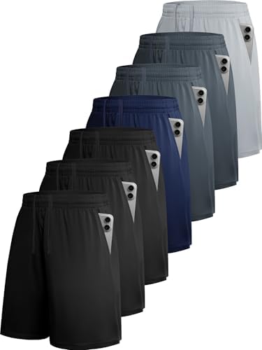 BALENNZ 7 Pack Mens Basketball Shorts with Pockets Mens Shorts