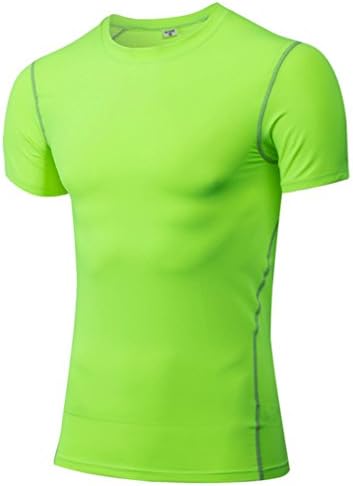 Quick Dry Breathable Compression Baselayer Shirt for Men (Asia size 3XL, Green)
