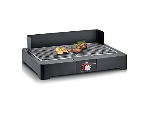 Barbacoa de mesa con parrilla de acero inoxidable para interior y exterior, parrilla eléctrica con arranque rápido, mini barbacoa sin riesgo de quemaduras, negro, PG 8565