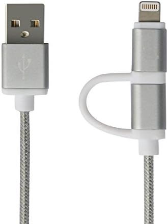The TWO IN ONE Lightning and Micro USB to USB Cable. (SILVER)