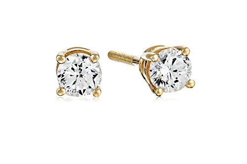 Certified 14k Yellow Gold Diamond with Screw Back and Post Stud Earrings (1/3cttw, J-K Color, I1-I2 Clarity)