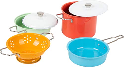 Small Foot Kochgeschirr-Set mit Zubehör aus Metall, für die Spielküche, Rollenspielzeug für Kinder ab 3 Jahren, Mehrfarbig – Bild 6