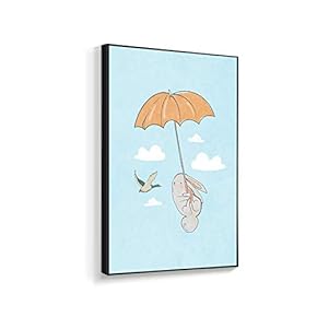 Framed Canvas Wall Art for Living Room, Bedroom Cartoon Bunny Canvas Prints for Home Decoration Ready to Hanging - 16x24 inches