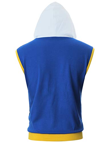 OHOO Mens Slim Fit Sleeveless Lightweight Zip-up Costume Hooded Vest with Single Slide Zipper/DCF052-BLUE/WHITE-M